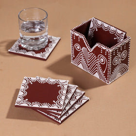  Mandana Art Handpainted Paper Mache Coasters 