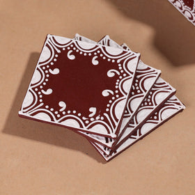  Mandana Art Handpainted Paper Mache Coasters 