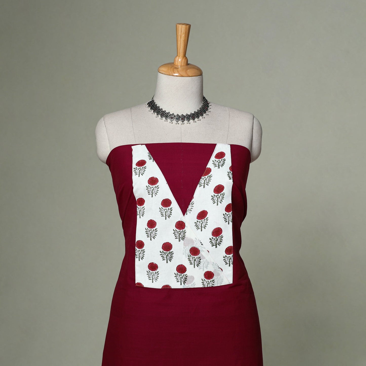 Mangalagiri handloom cotton patchwork unstitched kurta