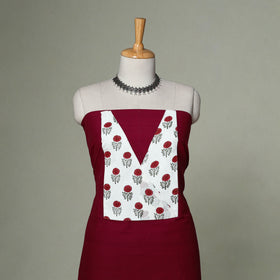 Mangalagiri handloom cotton patchwork unstitched kurta