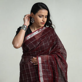 Buy Mangalagiri Handloom Silk Cotton Check Saree with Zari Border Online at iTokri.com