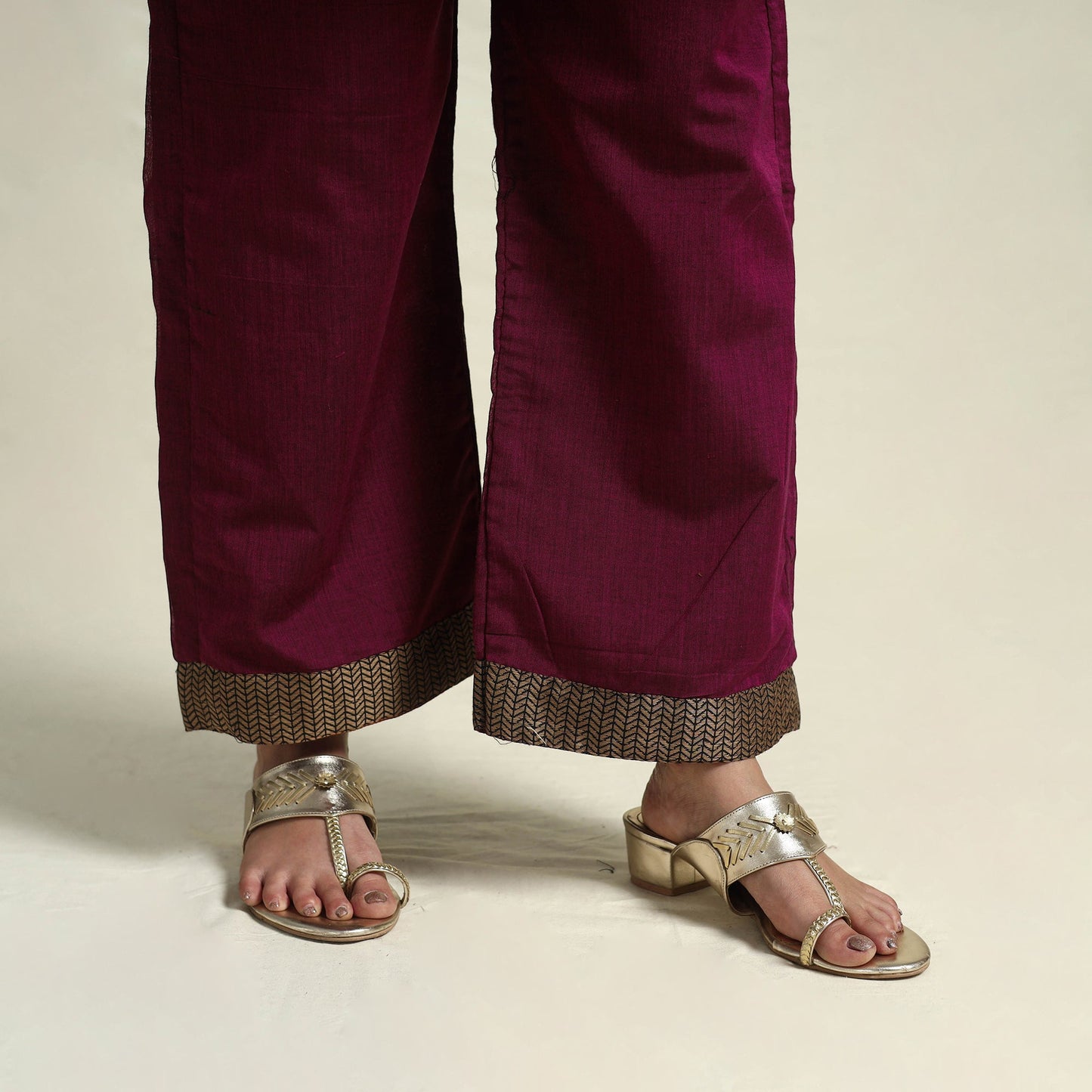 Mercerised Cotton Maroon Dharwad Kurta Set with Palazzo & Dupatta