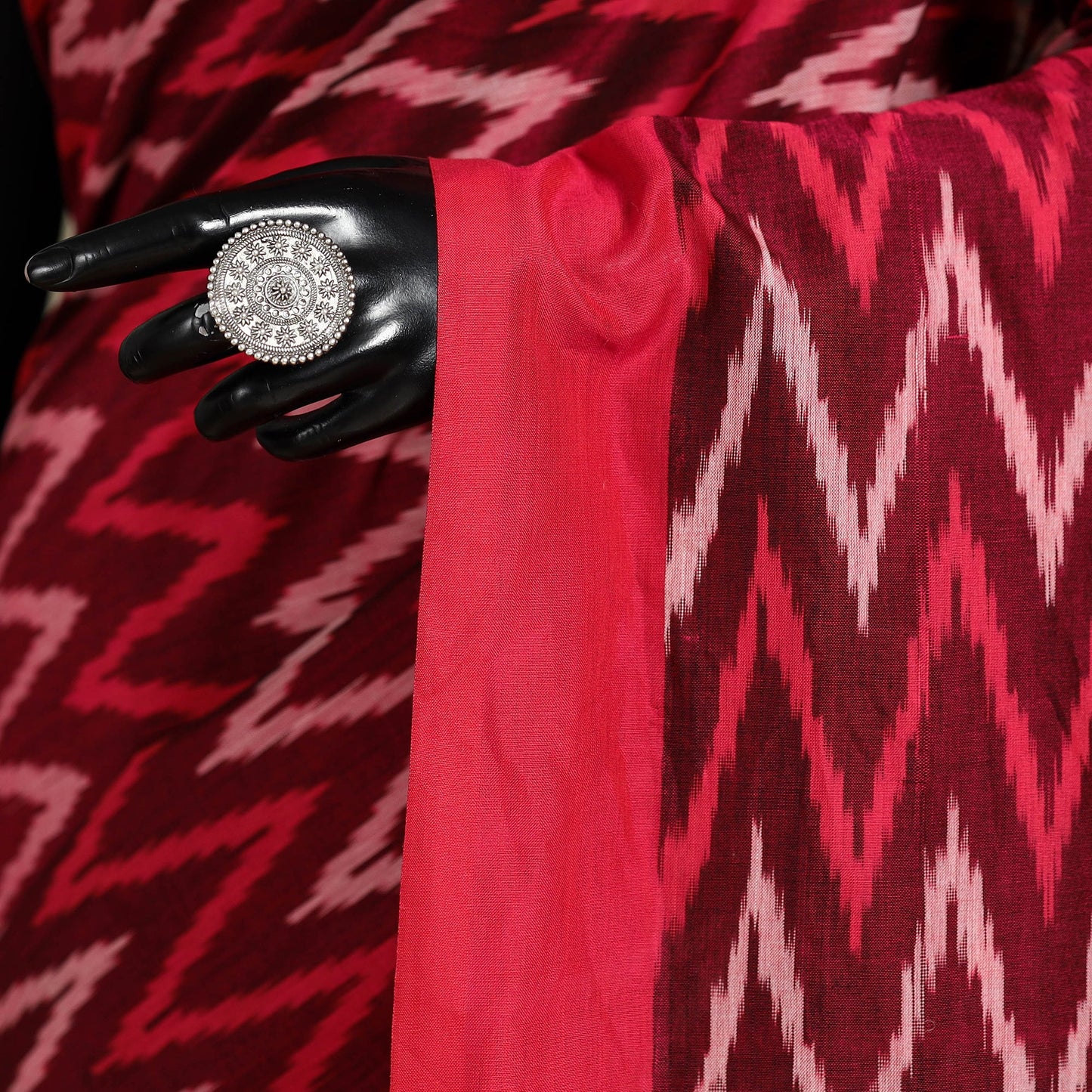 Maroon - mercerised cotton handloom pochampally ikat saree