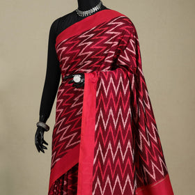 Maroon - mercerised cotton handloom pochampally ikat saree