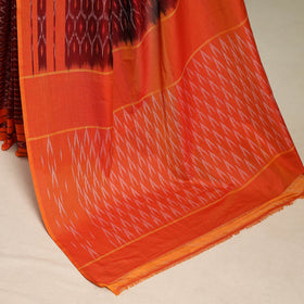 Orange - mercerised cotton handloom pochampally ikat saree