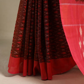 Maroon - mercerised cotton handloom pochampally ikat saree