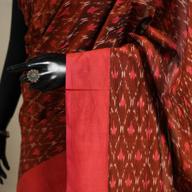 Maroon - mercerised cotton handloom pochampally ikat saree