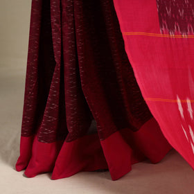Maroon - mercerised cotton handloom pochampally ikat saree