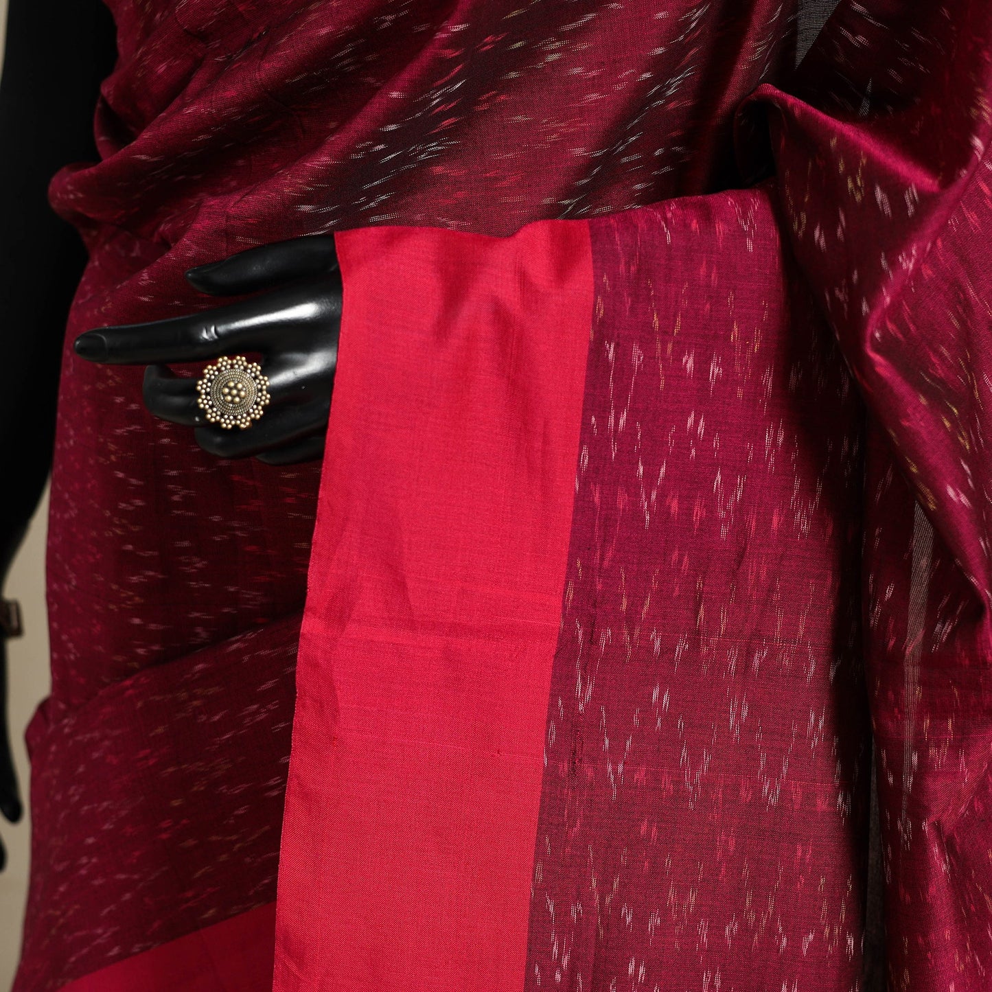 Maroon - mercerised cotton handloom pochampally ikat saree