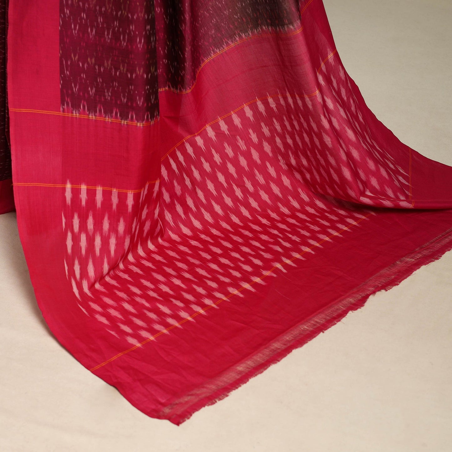 Maroon - mercerised cotton handloom pochampally ikat saree