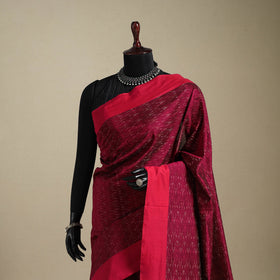 Maroon - mercerised cotton handloom pochampally ikat saree