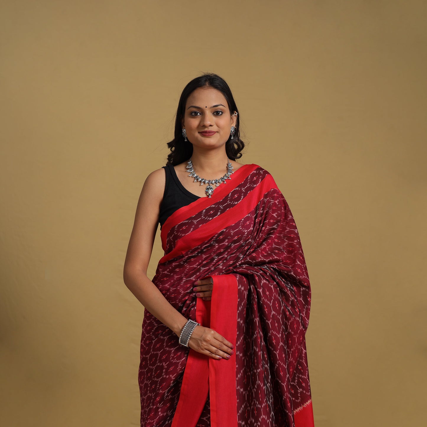 Mercerised Cotton Handloom Pochampally Ikat Saree