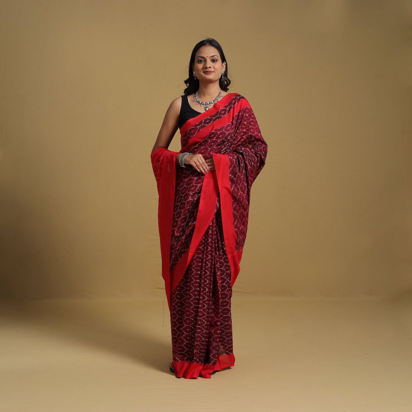 Mercerised Cotton Handloom Pochampally Ikat Saree