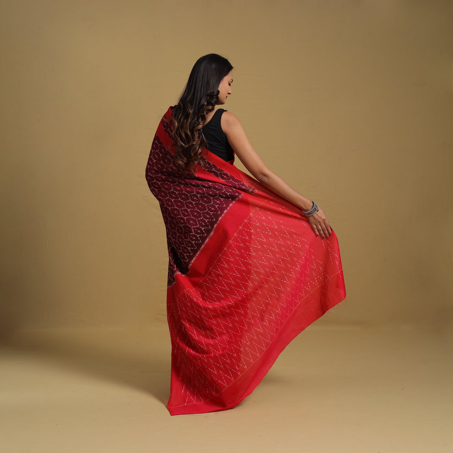 Mercerised Cotton Handloom Pochampally Ikat Saree