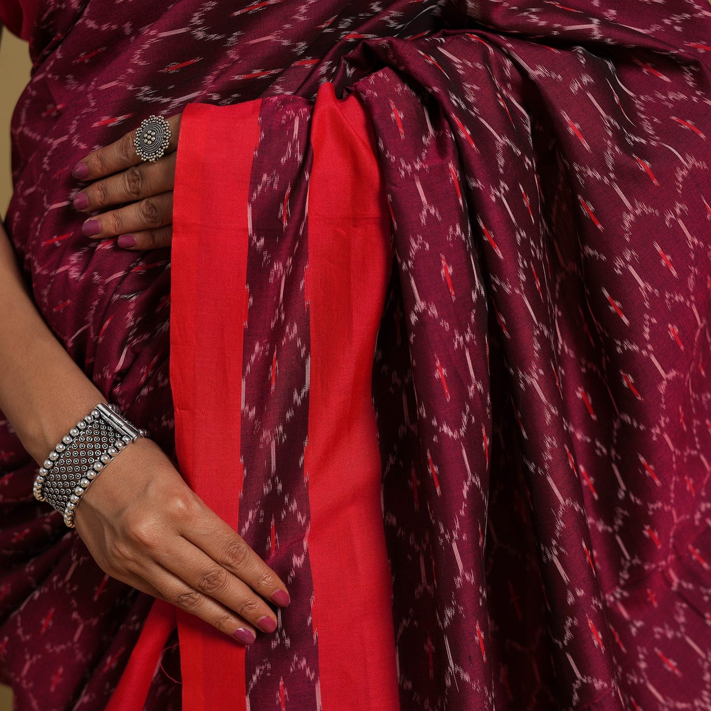 Mercerised Cotton Handloom Pochampally Ikat Saree