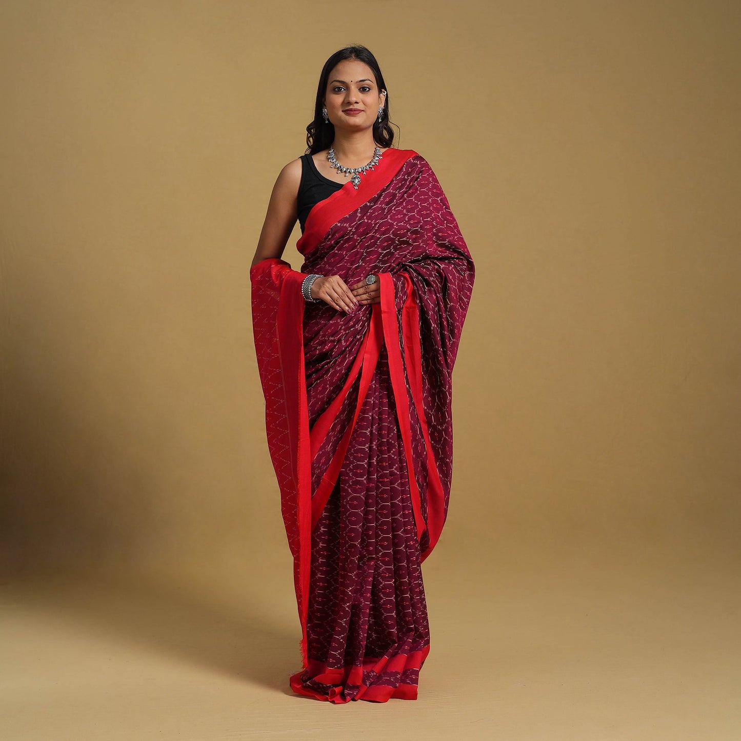 Mercerised Cotton Handloom Pochampally Ikat Saree