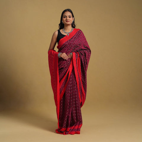 Mercerised Cotton Handloom Pochampally Ikat Saree