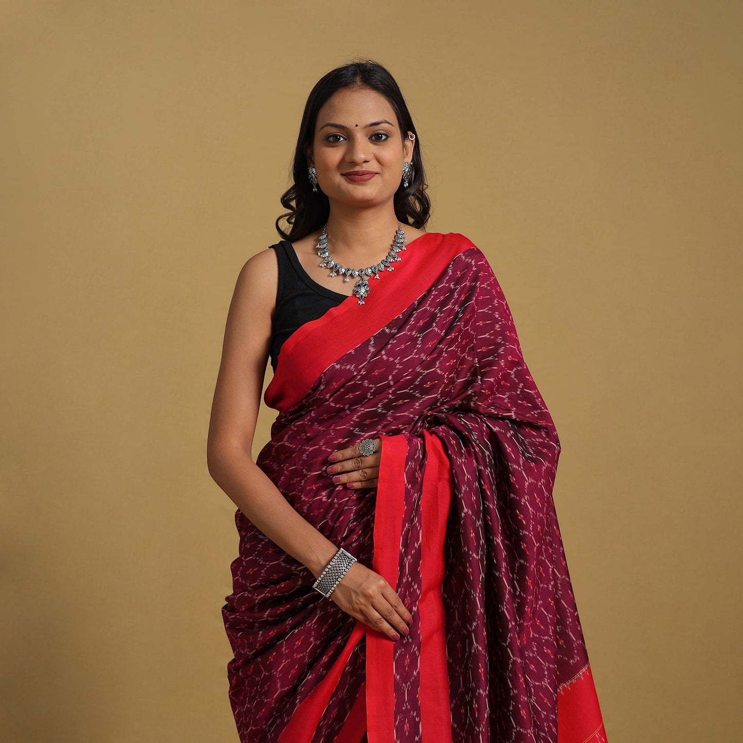 Mercerised Cotton Handloom Pochampally Ikat Saree