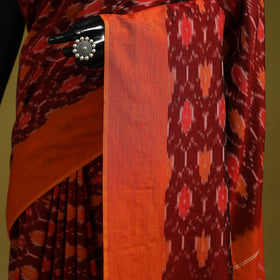 Maroon - mercerised cotton handloom pochampally ikat saree