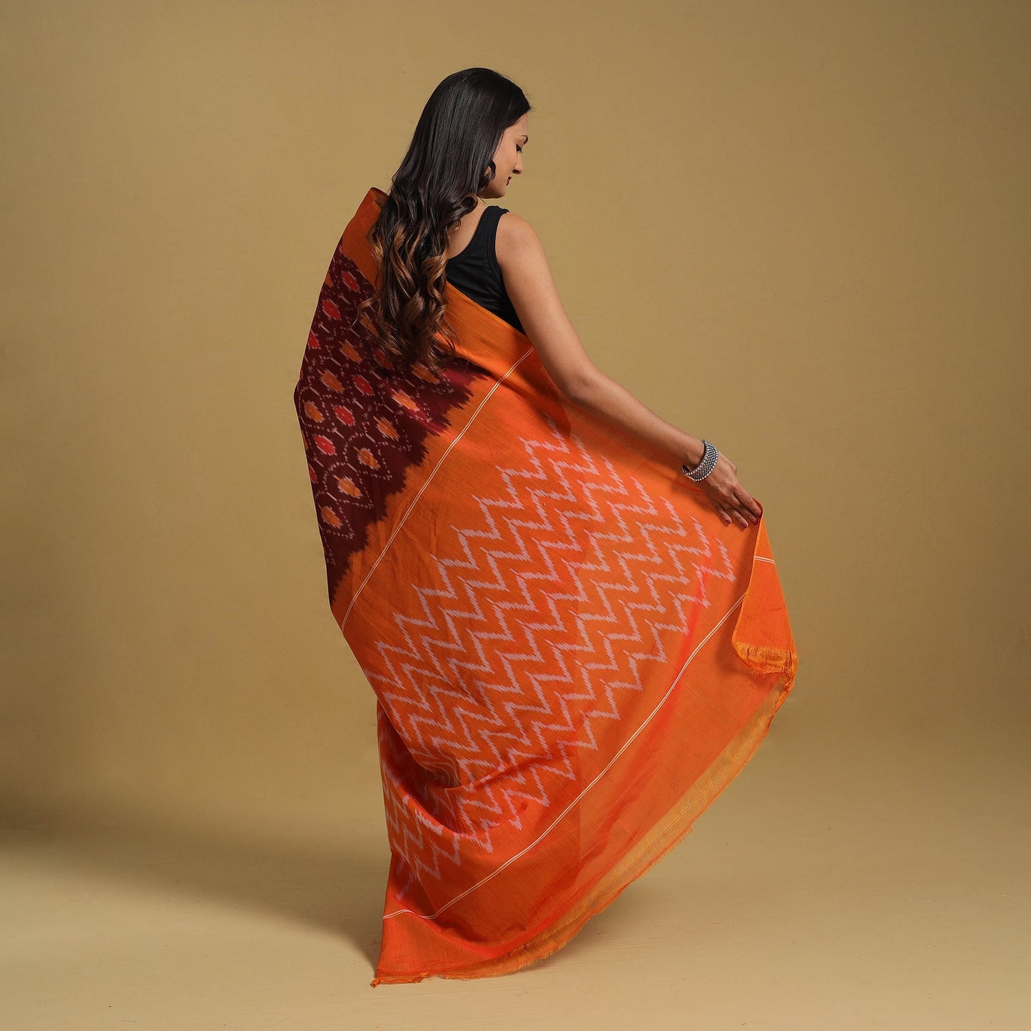 Mercerised Cotton Handloom Pochampally Ikat Saree