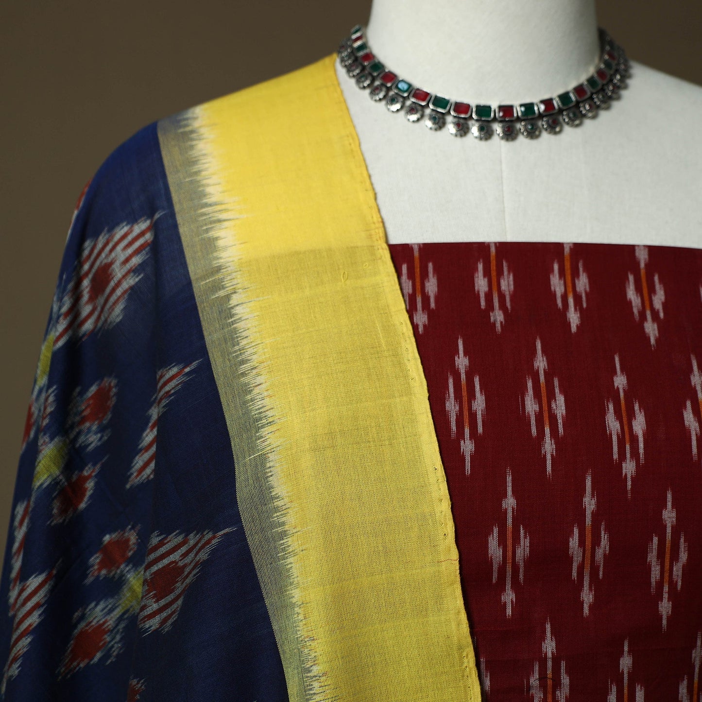 Handloom mercerised cotton pochampally ikat 2pc unstitched