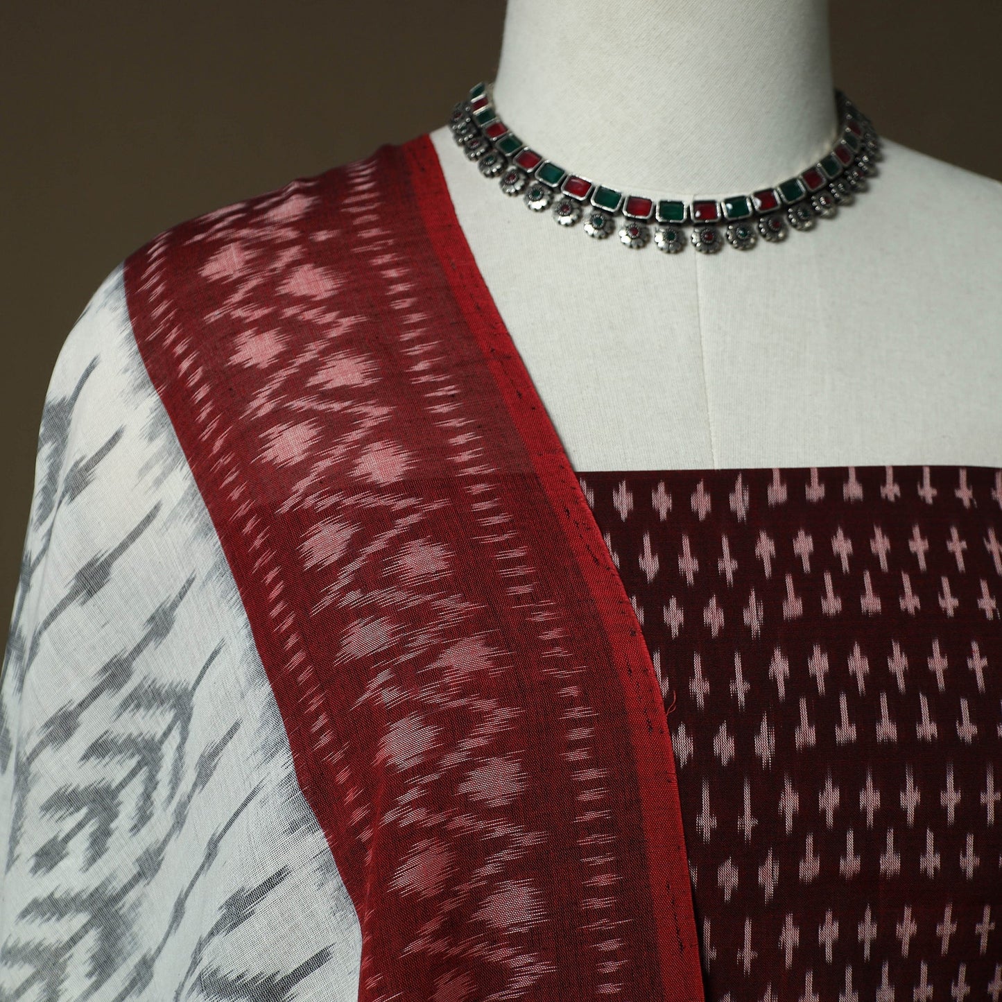 Handloom mercerised cotton pochampally ikat 2pc unstitched
