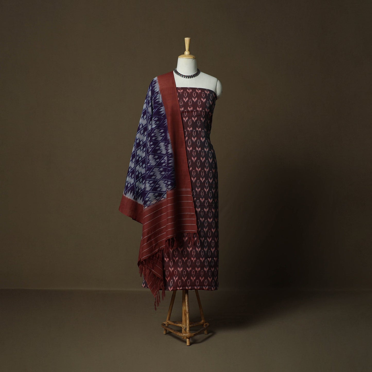 Handloom mercerised cotton pochampally ikat 2pc unstitched
