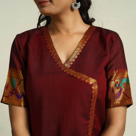 Buy Maroon Mercerised Cotton Straight Dharwad Kurta