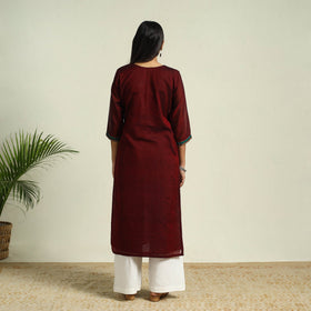  Maroon Mercerised Cotton Straight Dharwad Kurta