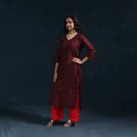 Mercerised cotton straight pochampally ikat kurta for women