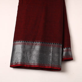  Maroon Mercerised Cotton Zari Border Dharwad Fabric