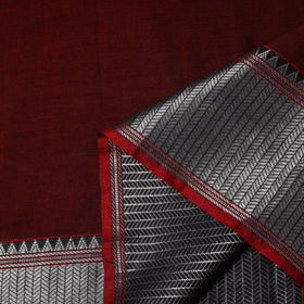  Maroon Mercerised Cotton Zari Border Dharwad Fabric