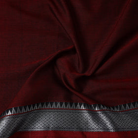  Maroon Mercerised Cotton Zari Border Dharwad Fabric