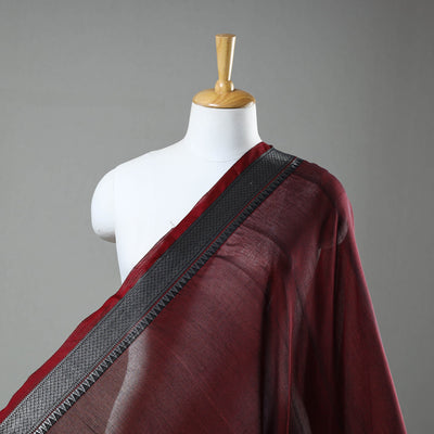  Maroon Mercerised Cotton Zari Border Dharwad Fabric