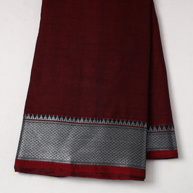  Maroon Mercerised Cotton Zari Border Dharwad Fabric