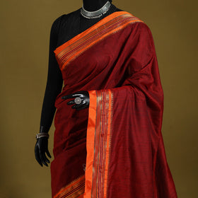 Maroon - mercerized cotton ilkal saree with border 11