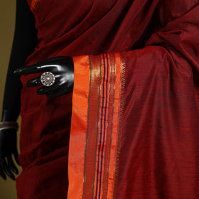 Maroon - mercerized cotton ilkal saree with border 11