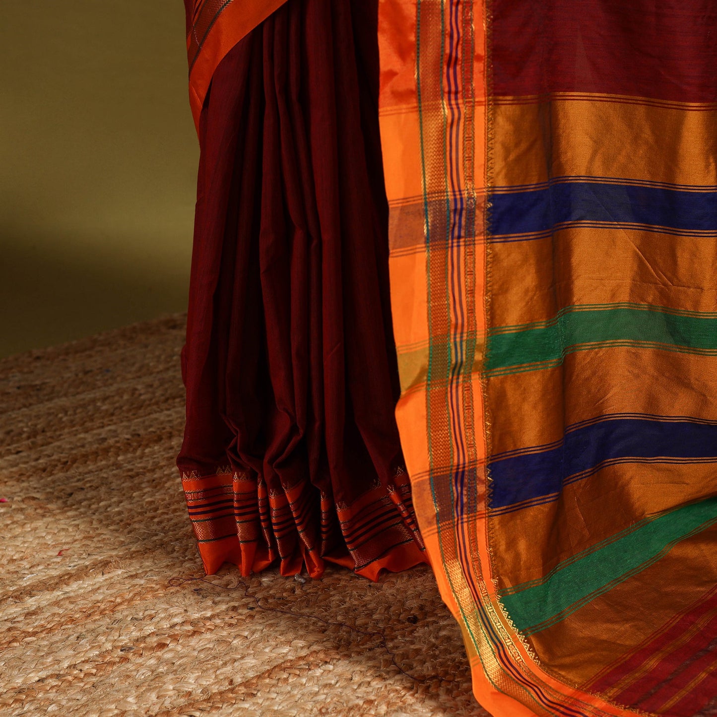 Maroon - mercerized cotton ilkal saree with border 11