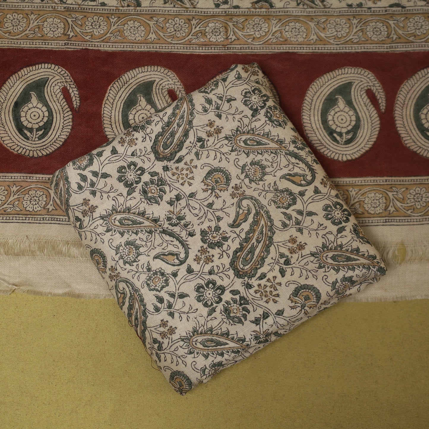 Merino wool pedana kalamkari 3pc unstitched dress material