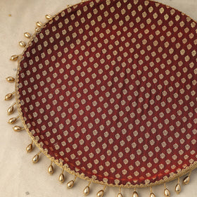 Maroon mirror beads karwa chauth thali set 08 - handcrafted