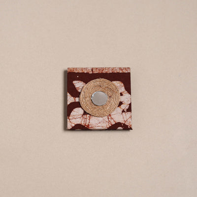 Mirror work handmade fabart jute magnet 01 - handcrafted