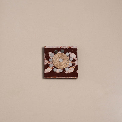 Maroon - mirror work handmade fabart jute magnet 03