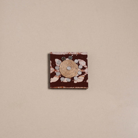 Maroon - mirror work handmade fabart jute magnet 03
