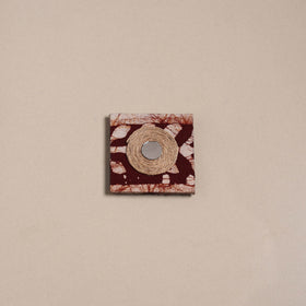 Maroon - mirror work handmade fabart jute magnet 07