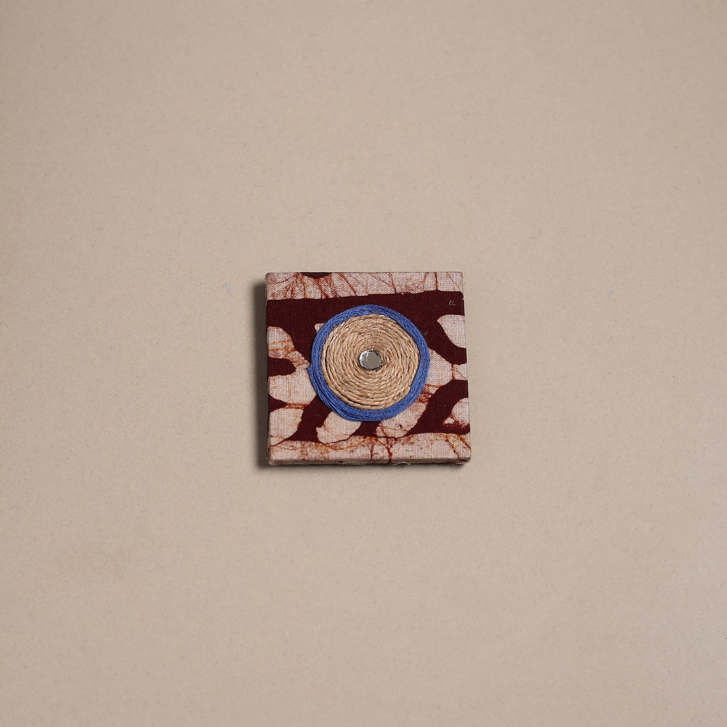 Mirror work handmade fabart jute magnet 31 - handcrafted