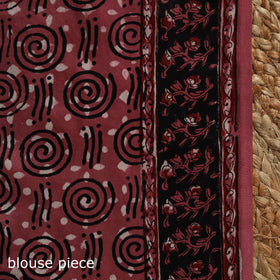 Maroon - modal silk bagru saree 32 - handcrafted