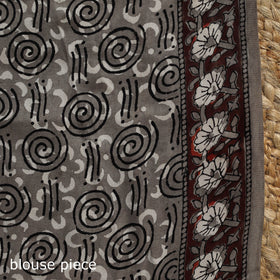 Maroon - modal silk bagru saree 33 - handcrafted