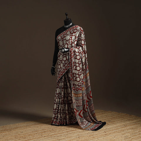 Modal silk hand bagru saree 25 - handcrafted