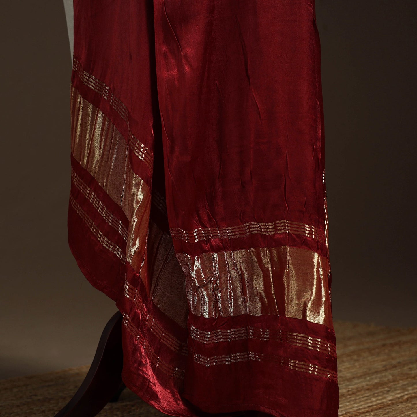 Modal silk natural dyed plain dupatta with lagdi patta 07