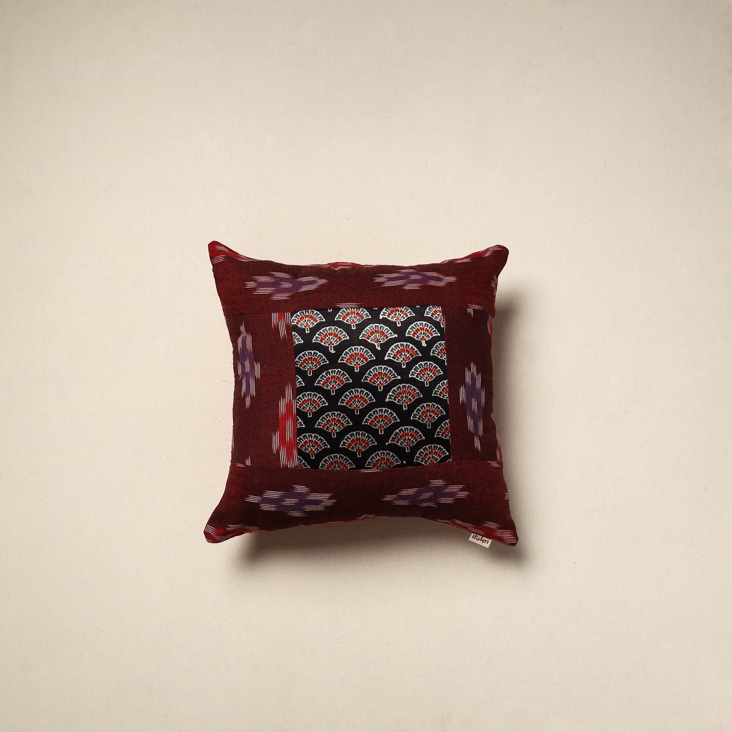 Modal silk patch pochampally ikat cushion cover 02